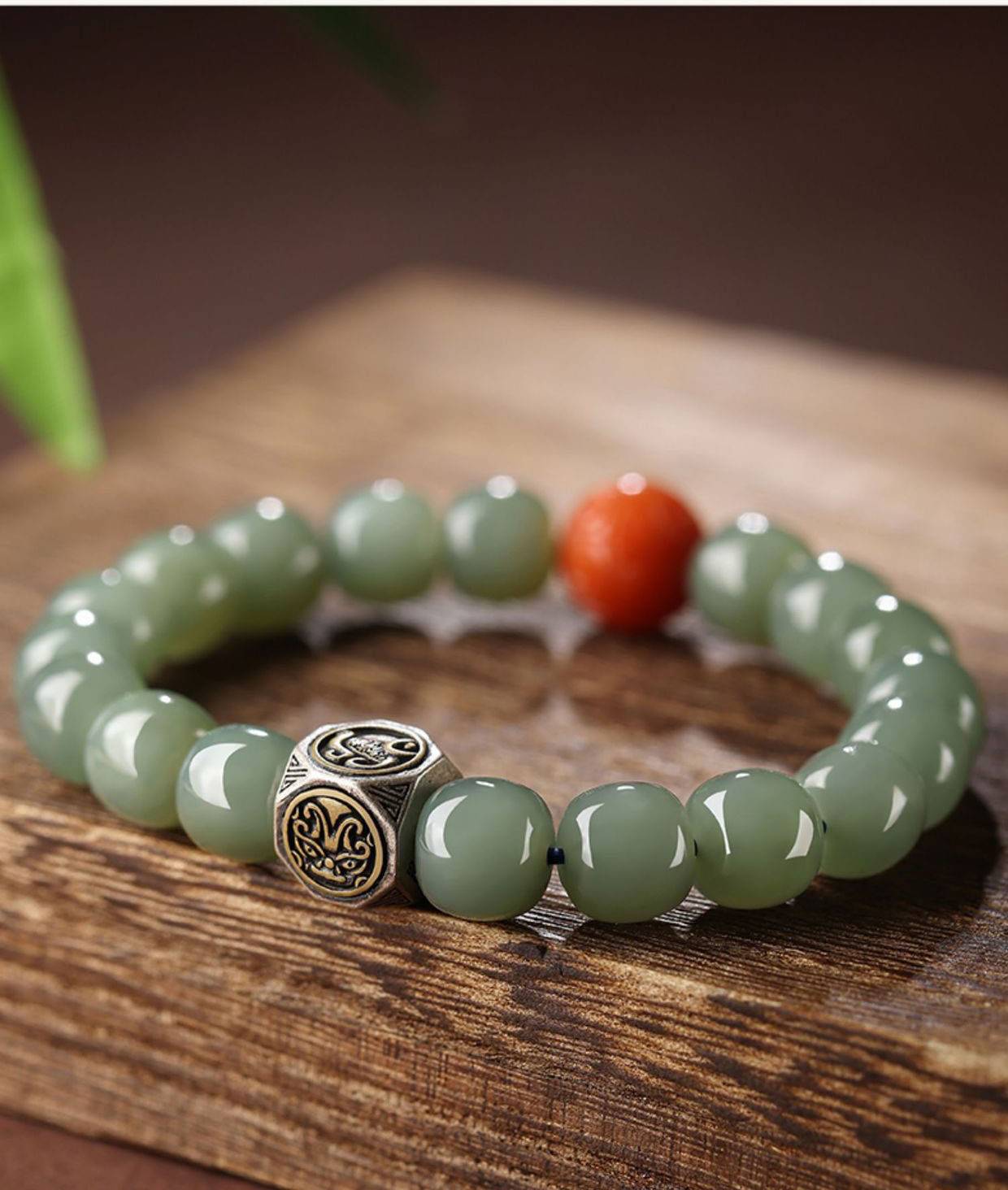 Hetian Jade Qiemo Blue Buddhist Bead Bracelet