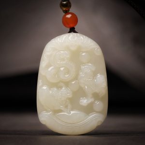 Chinese Hetian Jade Zodiac Pendant Necklace