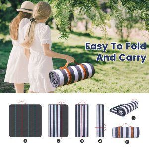 Portable Striped/Checkered Moisture - Proof Picnic Mat