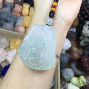 Natural Jadeite Pendant with Floating Flowers