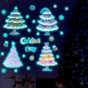 2 Pcs Christmas Window Clings Glow in Dark Decals